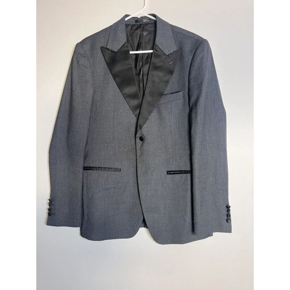 Bagozza Milano Black Label Gray Wool Blend Satin Label Tuxedo Jacket 50